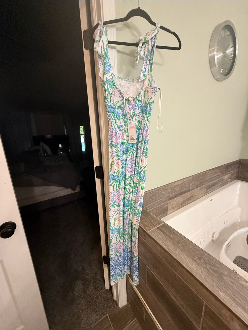 Lilly Pulitzer Girls Floral Tie-Shoulder One-Piece - Blue, Green, Pink